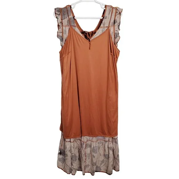 Simply Vera Wang NWT Sz 2X Dress Rayon Linen Tiered Ruffle Skirt Lined Maxi Full - Picture 10 of 16